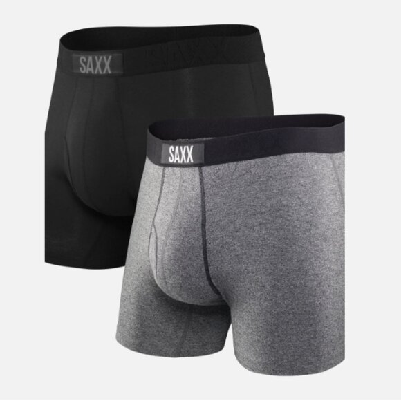 Saxx ULTRA 2 pack Boxer Briefs Ultimate Comfort Gray & Black - Picture 1 of 3